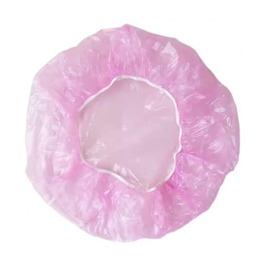Шапочка для душу Cosmo Shop матеріал PE, прозора, рожева, 5 шт (CS57R)